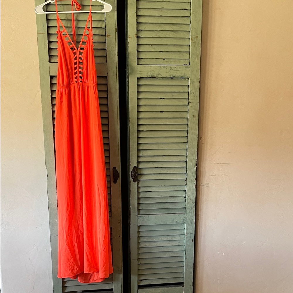 Yahada Vibrant Orange Maxi Dress